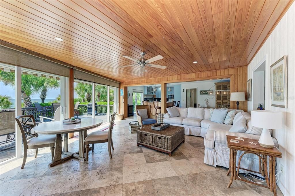 Dining room, Interior, Living room, Recessed Lighting, Wooden Ceilings