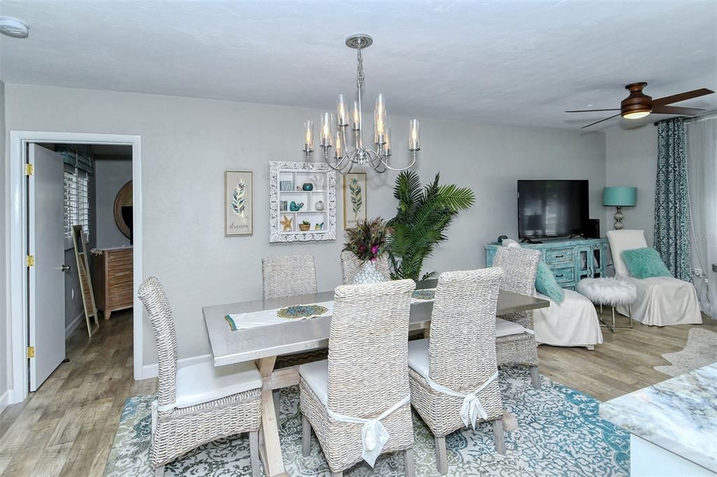Chandelier, Dining room, Interior, Wood Texture Flooring
