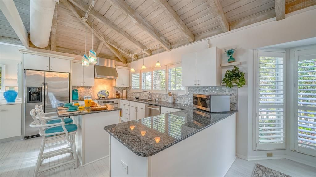 Interior, Kitchen, Pendant Lights, Stainless Steel Appliances, Wooden Ceilings