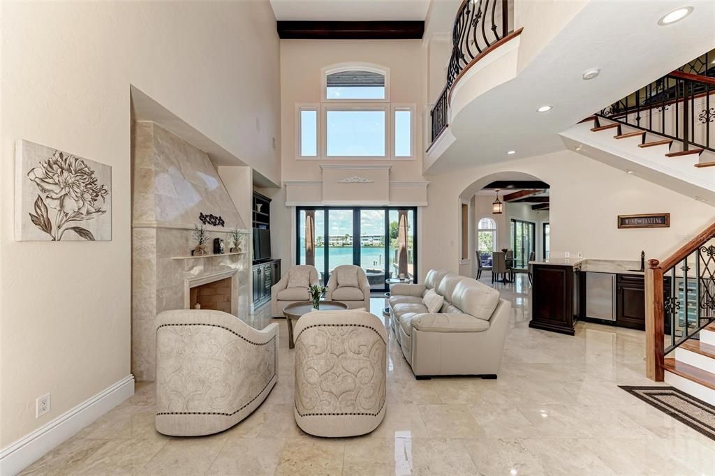Fireplace, Interior, Living room, Recessed Lighting