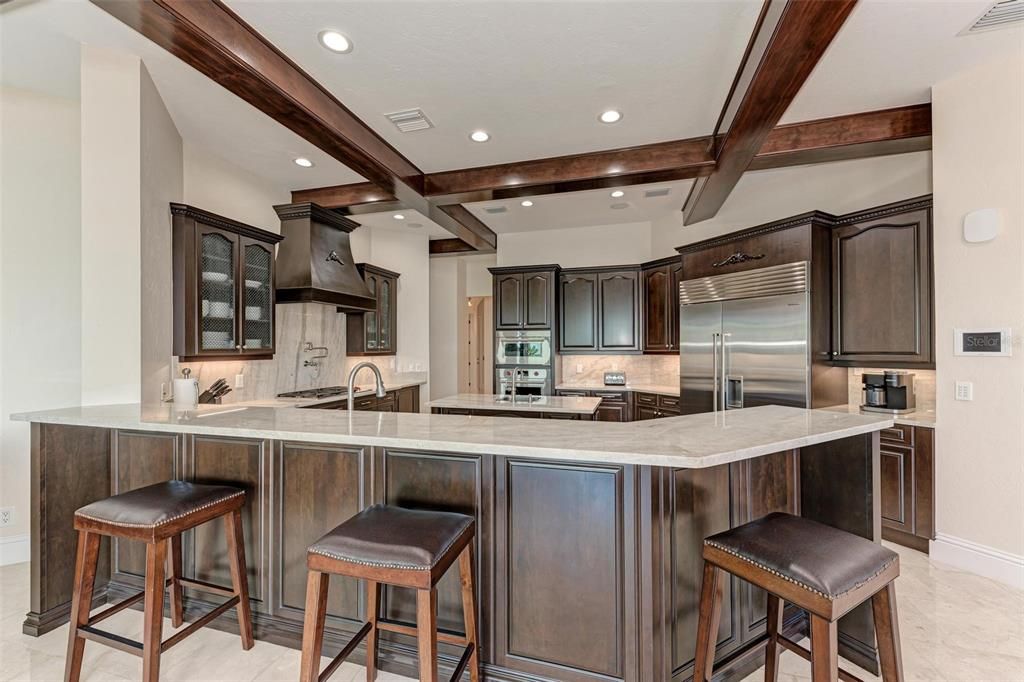 Interior, Kitchen, Recessed Lighting, Stainless Steel Appliances, Wooden Beams