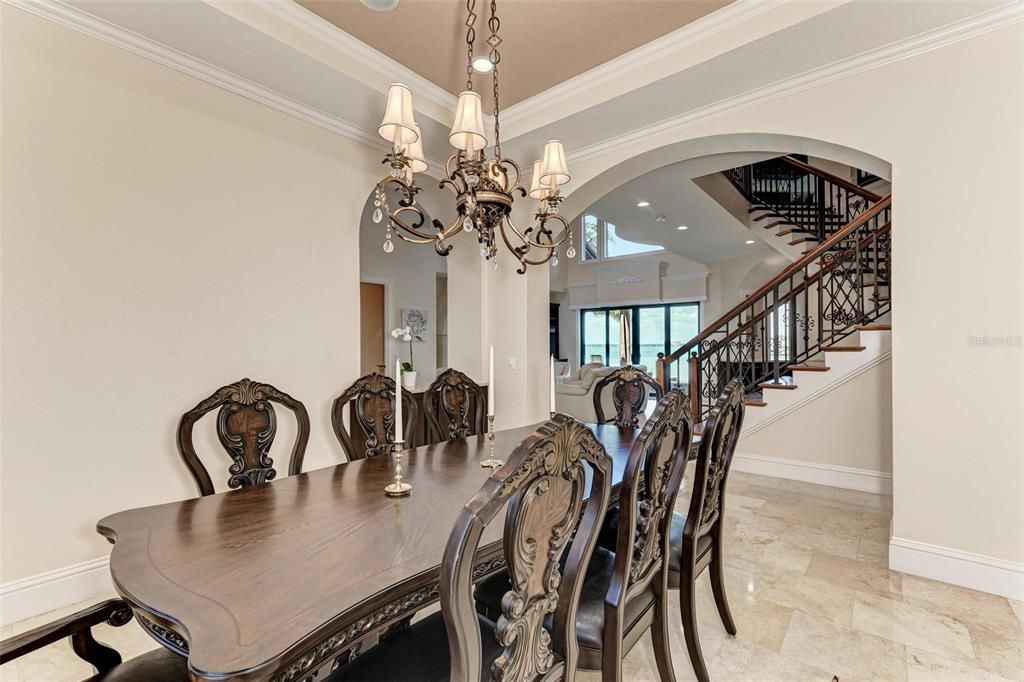 Chandelier, Dining room, Interior, Recessed Lighting