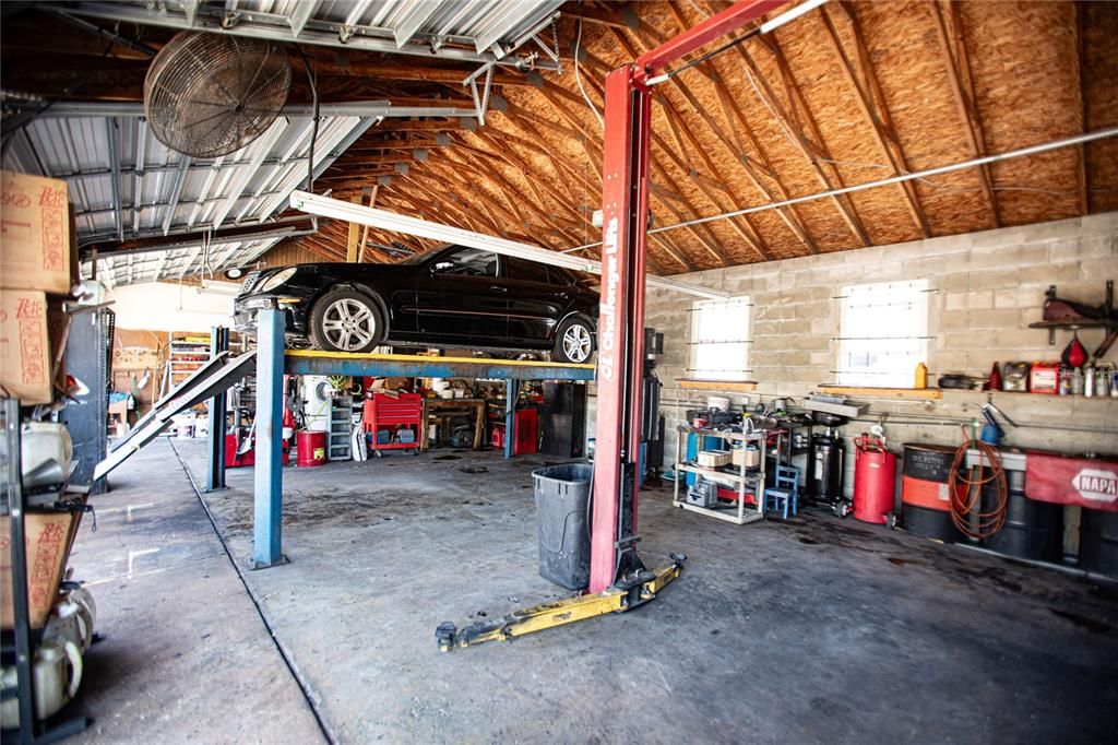 Garage, Interior, Stone Walls, Wooden Beams, Wooden Ceilings