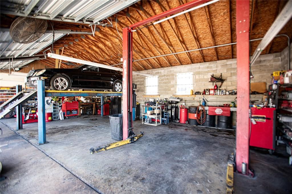 Garage, Interior, Stone Walls, Wooden Beams, Wooden Ceilings