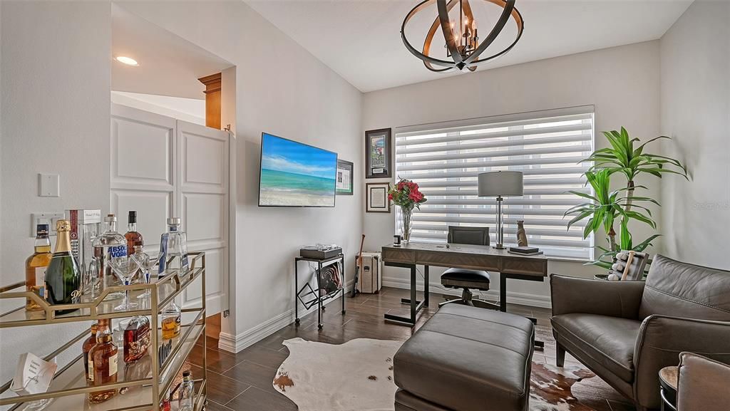Chandelier, Home Office, Interior, Recessed Lighting