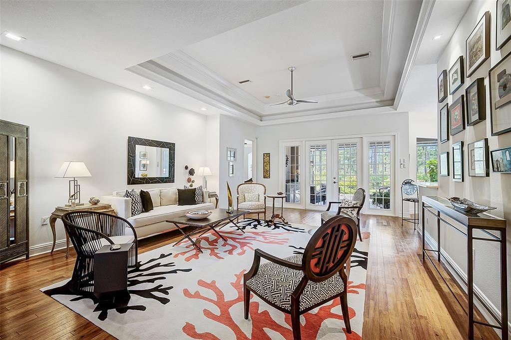 Interior, Living room, Recessed Lighting, Wood Texture Flooring