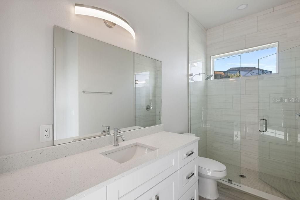 Bathroom, Glass Shower, Interior, Recessed Lighting