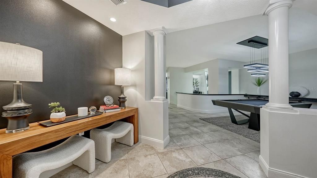 Billiard Table, Game Room, Home Office, Interior, Pendant Lights, Recessed Lighting