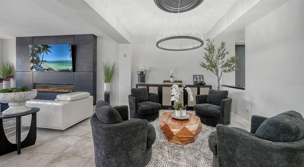 Fireplace, Interior, Living room, Pendant Lights