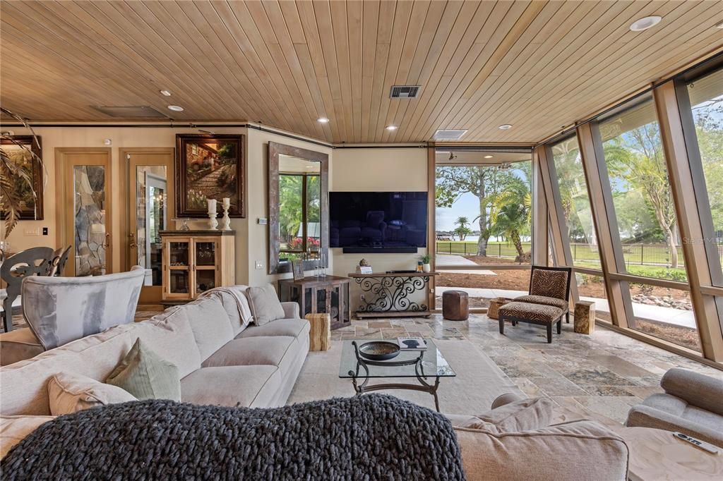 Interior, Living room, Recessed Lighting, Wooden Ceilings