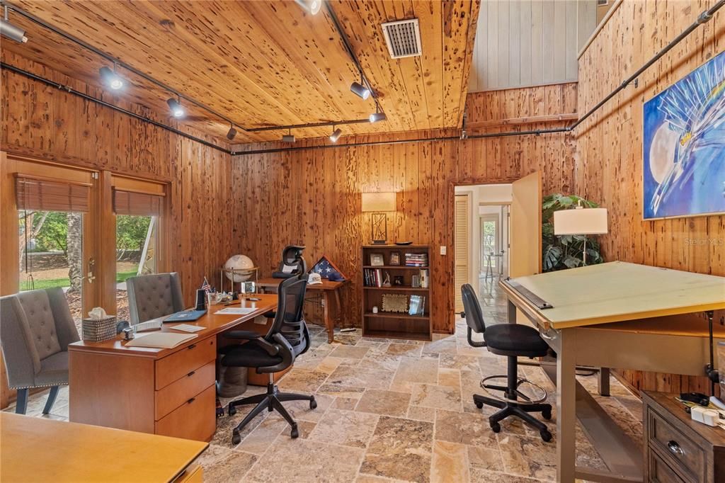 Home Office, Interior, Wooden Ceilings, Wooden Walls