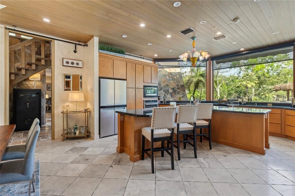 Interior, Kitchen, Recessed Lighting, Wooden Ceilings