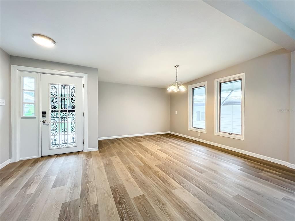 Chandelier, Empty room, Interior, Wood Texture Flooring
