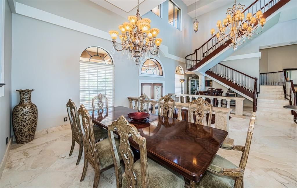 Chandelier, Dining room, Interior, Marble
