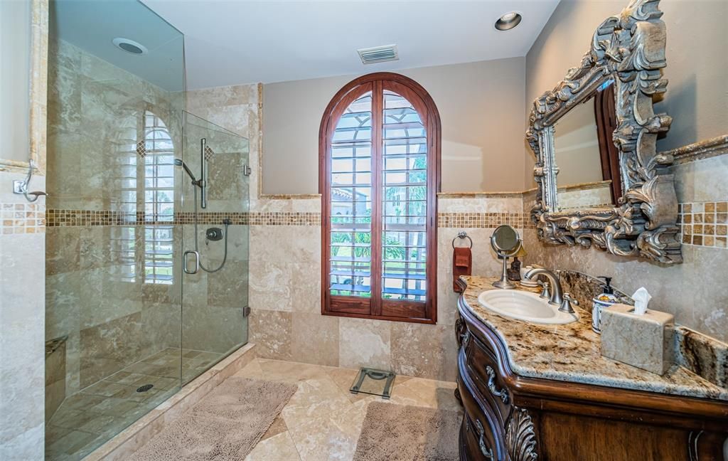 Bathroom, Glass Shower, Interior, Recessed Lighting