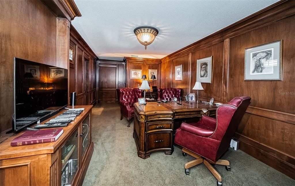 Home Office, Interior, Wooden Walls