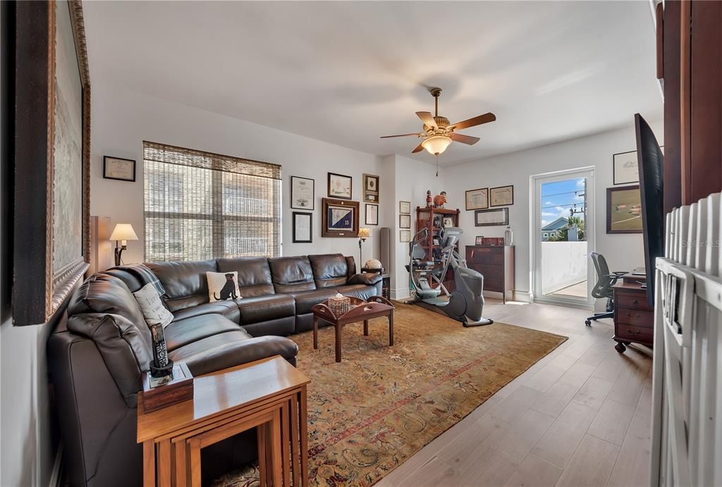 Fireplace, Fitness Equipment, Interior, Living room, Wood Texture Flooring