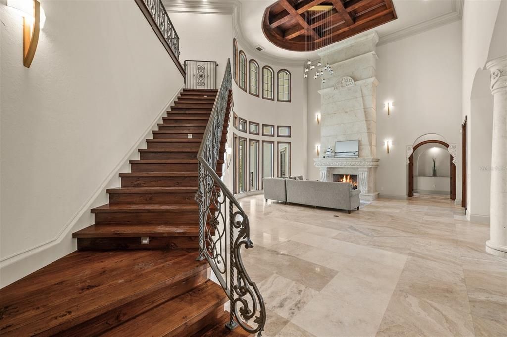 Fireplace, Interior, Wooden Ceilings, Wood Texture Flooring