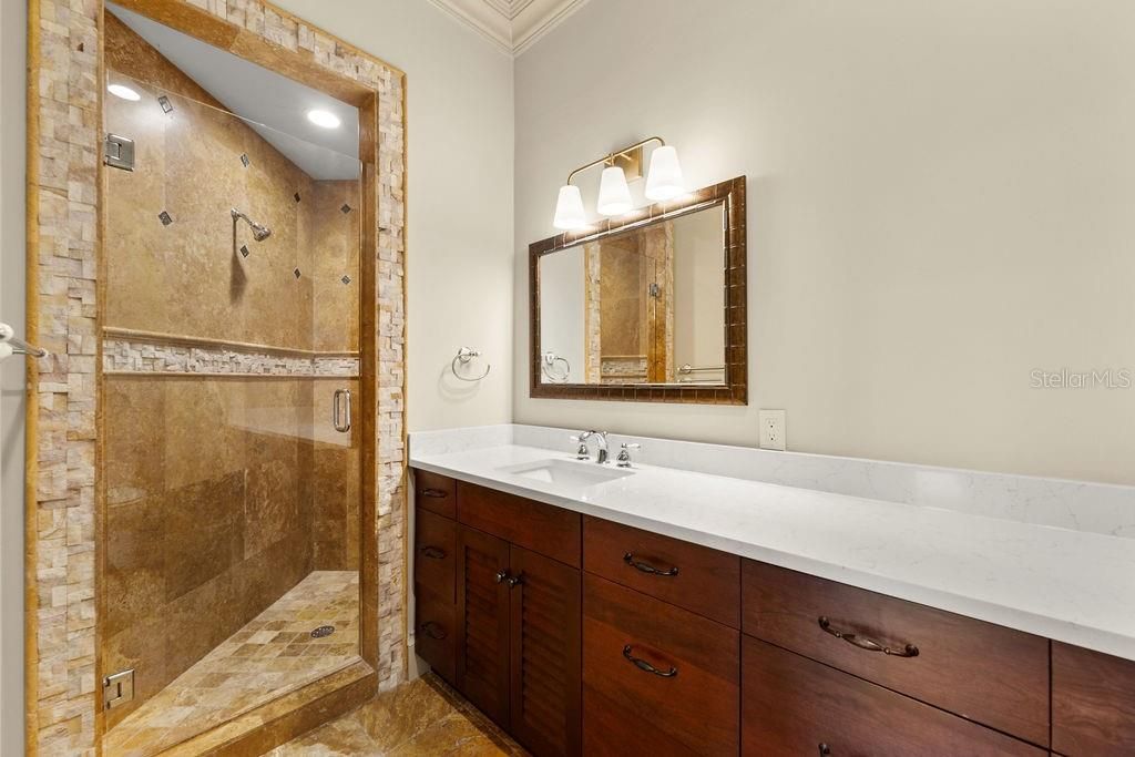 Bathroom, Glass Shower, Interior, Recessed Lighting