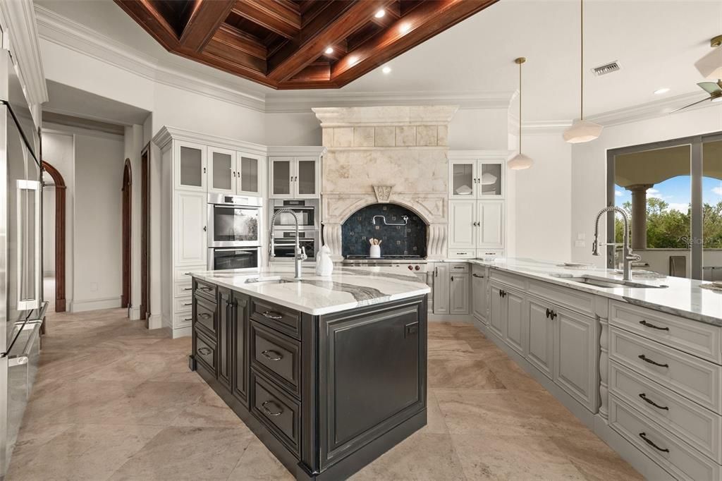Interior, Kitchen, Pendant Lights, Recessed Lighting, Stainless Steel Appliances, Wooden Beams, Wooden Ceilings