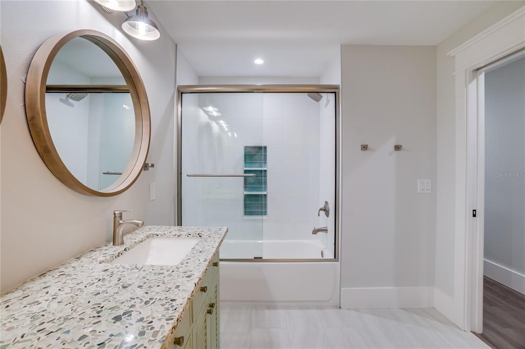 Bathroom, Glass Shower, Interior, Recessed Lighting