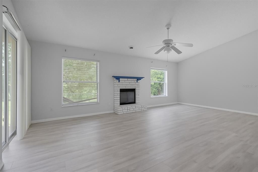 Empty room, Fireplace, Interior, Wood Texture Flooring