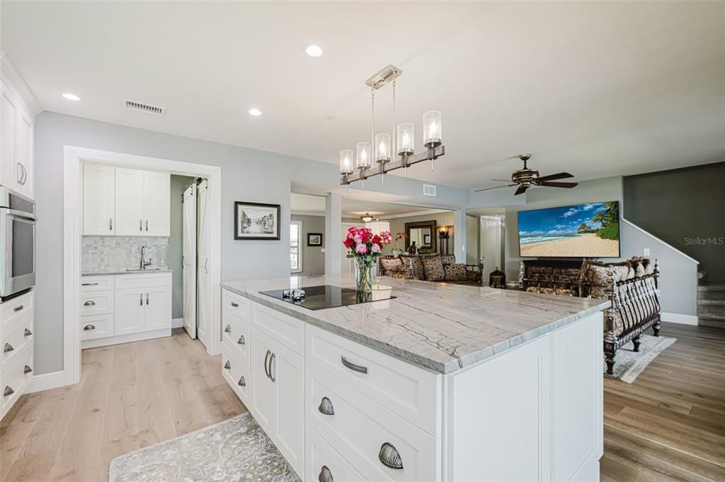 Interior, Kitchen, Pendant Lights, Recessed Lighting, Wood Texture Flooring
