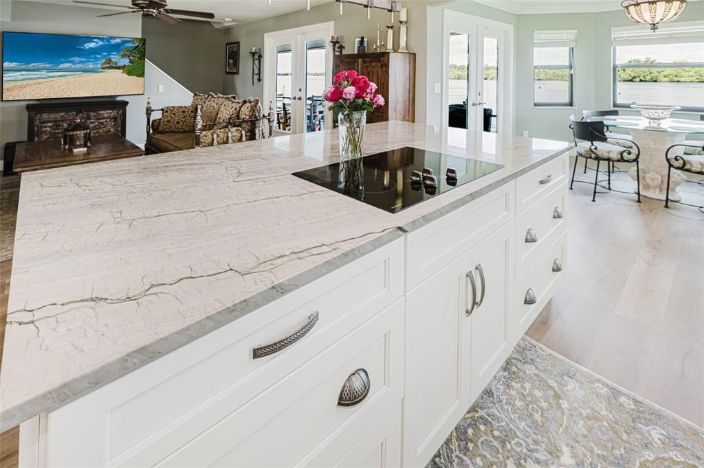 Dining room, Interior, Kitchen, Pendant Lights, Recessed Lighting, Wood Texture Flooring
