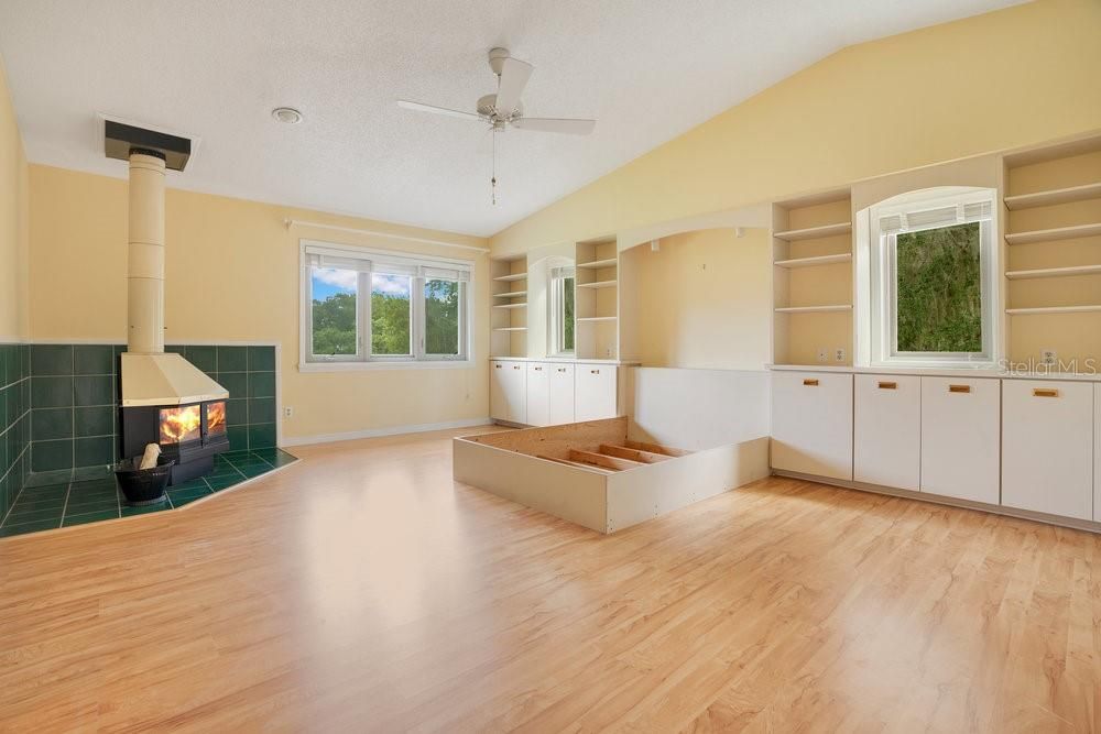 Empty room, Fireplace, Interior, Wood Texture Flooring