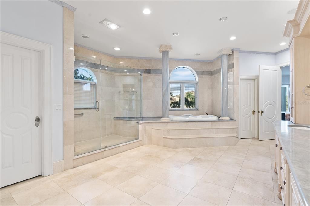 Bathroom, Glass Shower, Interior, Recessed Lighting