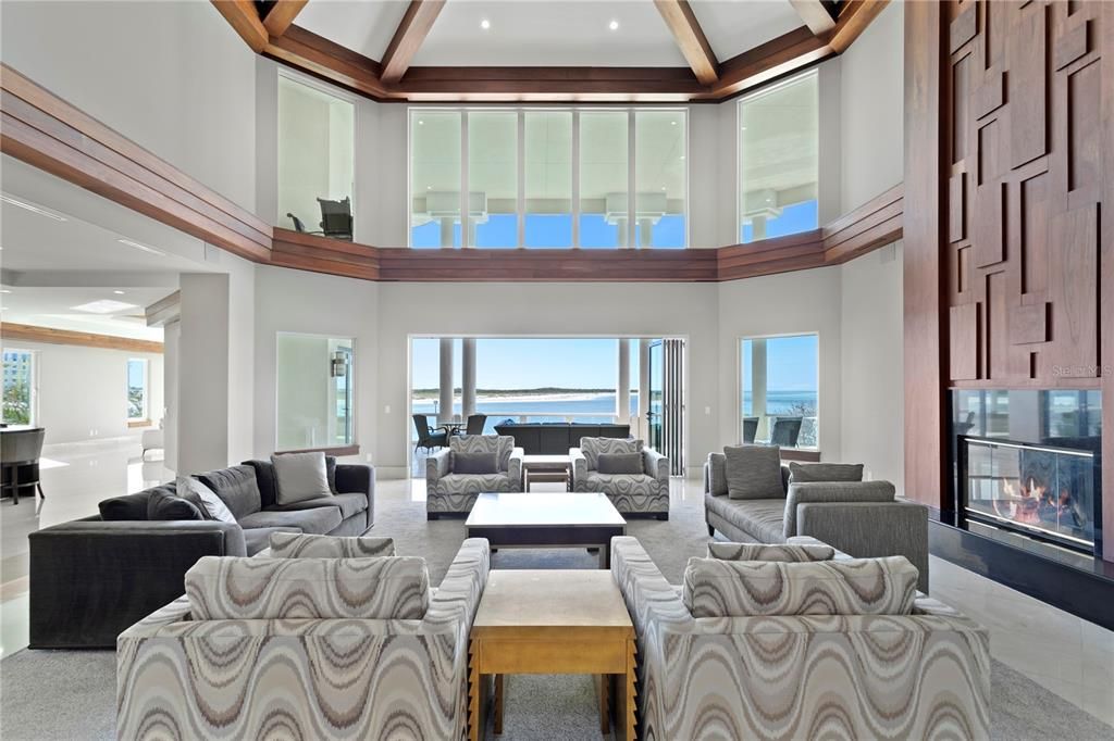 Fireplace, Interior, Living room, Recessed Lighting, Water