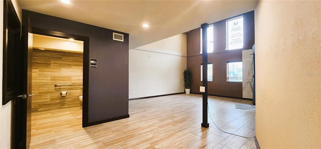 Interior, Recessed Lighting, Wood Texture Flooring, Wooden Walls