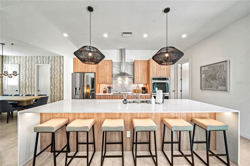 Interior, Kitchen, Pendant Lights, Recessed Lighting, Stainless Steel Appliances