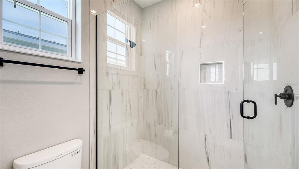 Bathroom, Glass Shower, Interior, Marble Walls