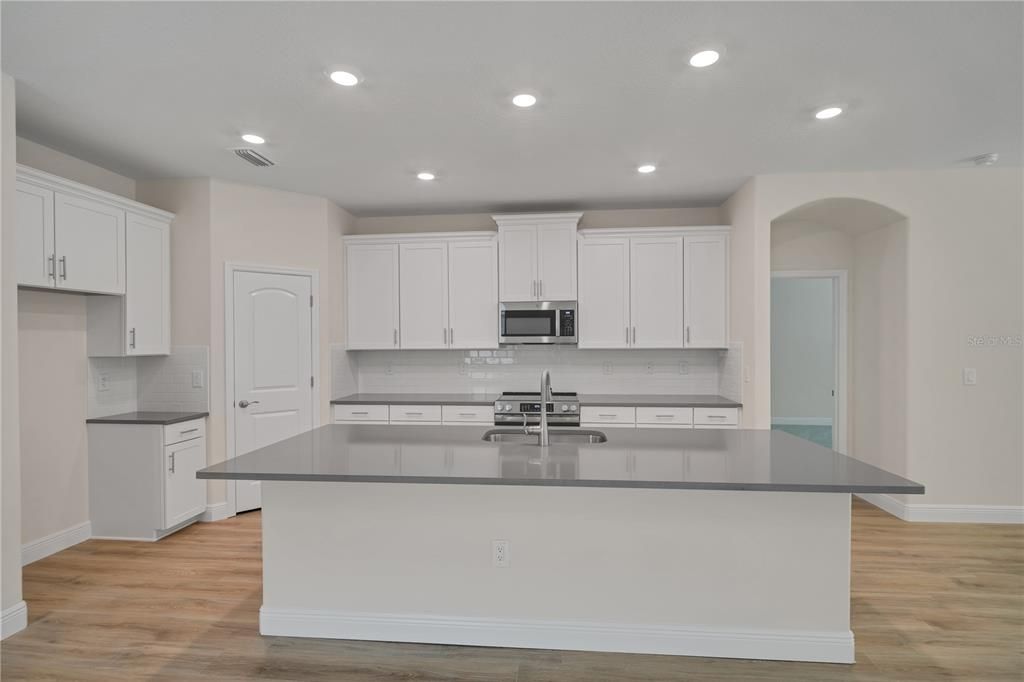 Interior, Kitchen, Recessed Lighting, Wood Texture Flooring