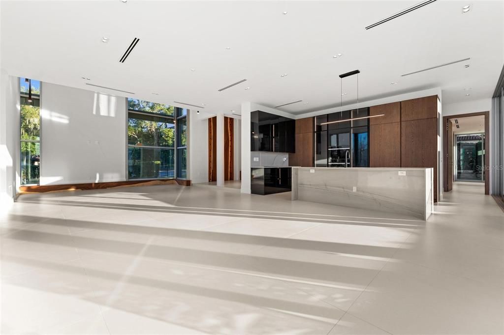 Empty room, Interior, Kitchen, Pendant Lights, Recessed Lighting
