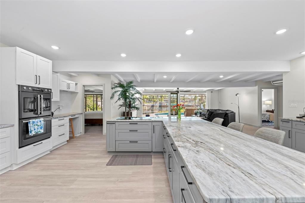 Interior, Kitchen, Recessed Lighting, Wood Texture Flooring