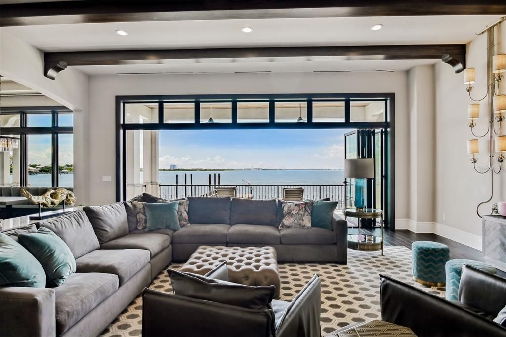 Interior, Living room, Recessed Lighting, Water, Wood Texture Flooring