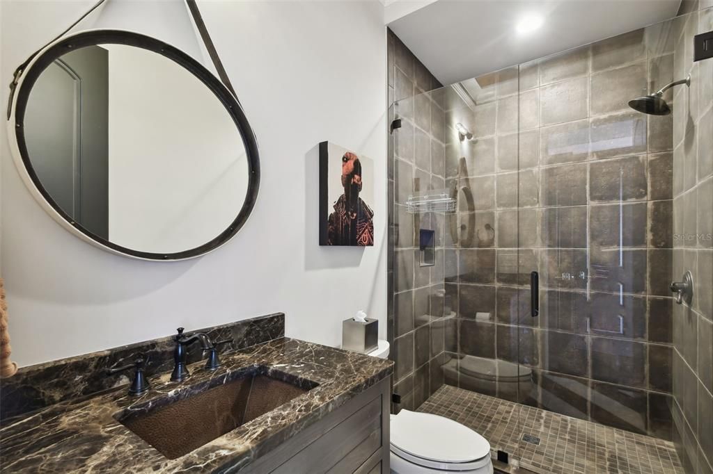 Bathroom, Glass Shower, Interior, Recessed Lighting