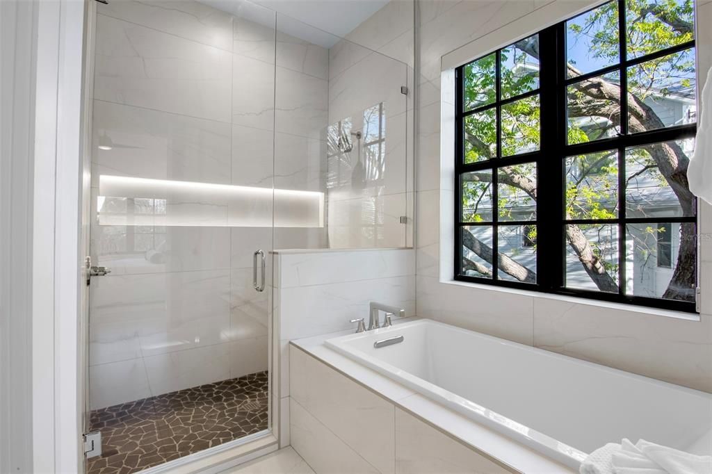 Bathroom, Glass Shower, Interior, Marble Walls
