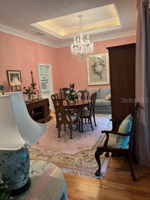 Chandelier, Dining room, Interior, Wood Texture Flooring
