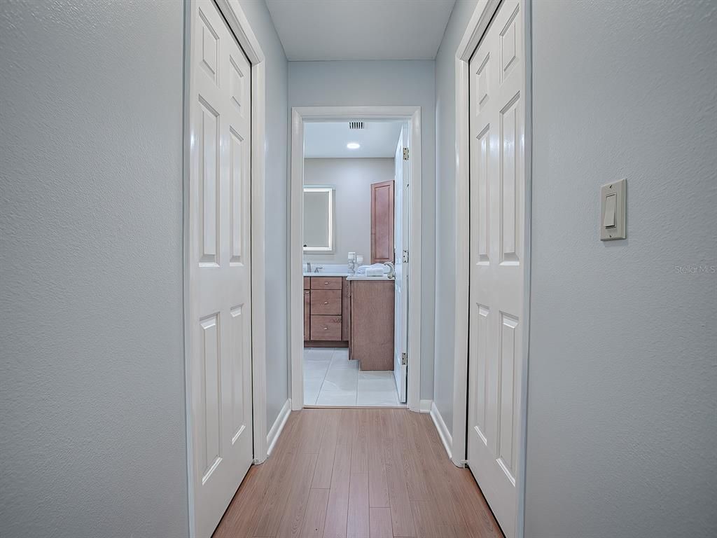 Bathroom, Interior, Recessed Lighting, Wood Texture Flooring