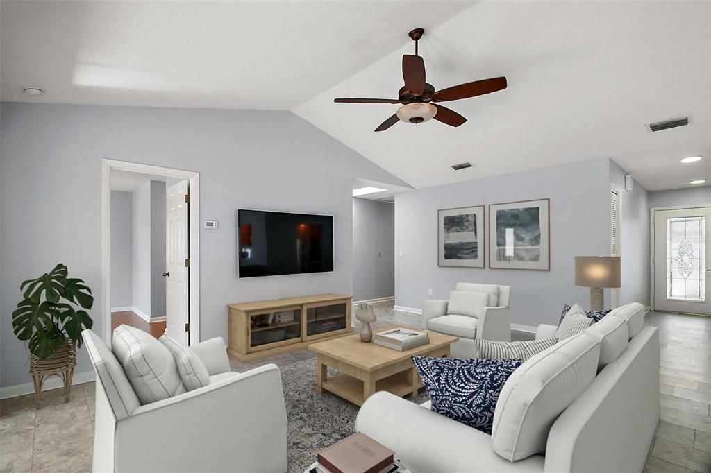 Interior, Living room, Recessed Lighting