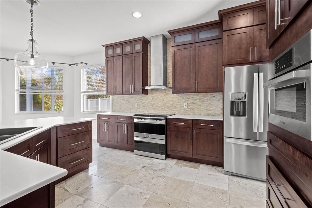 Interior, Kitchen, Pendant Lights, Recessed Lighting, Stainless Steel Appliances