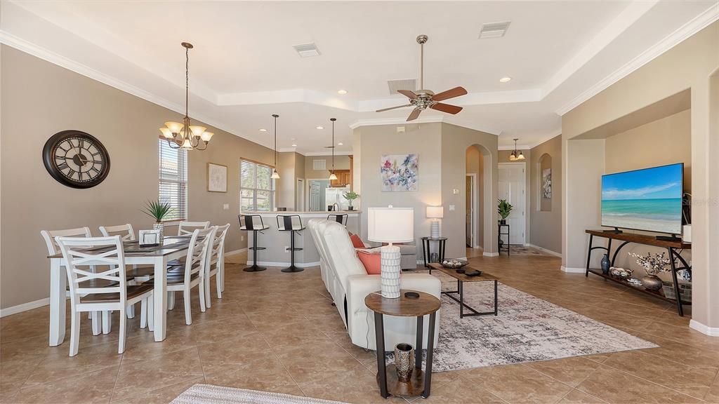 Chandelier, Dining room, Interior, Kitchen, Living room, Pendant Lights, Recessed Lighting