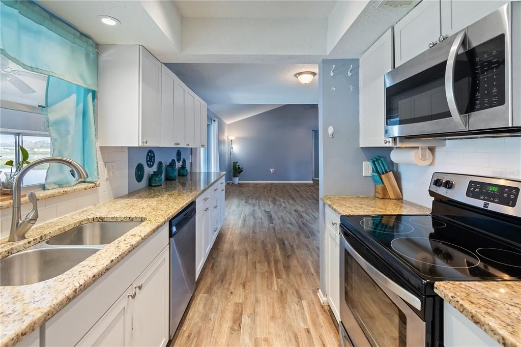 Interior, Kitchen, Recessed Lighting, Wood Texture Flooring