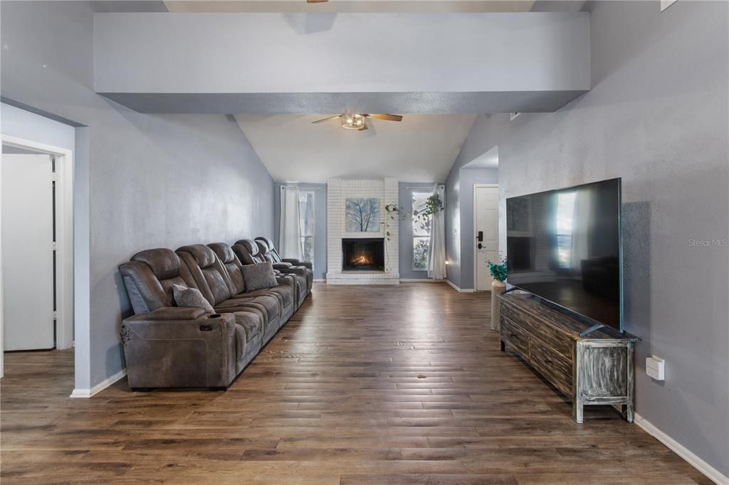 Fireplace, Interior, Living room, Wood Texture Flooring