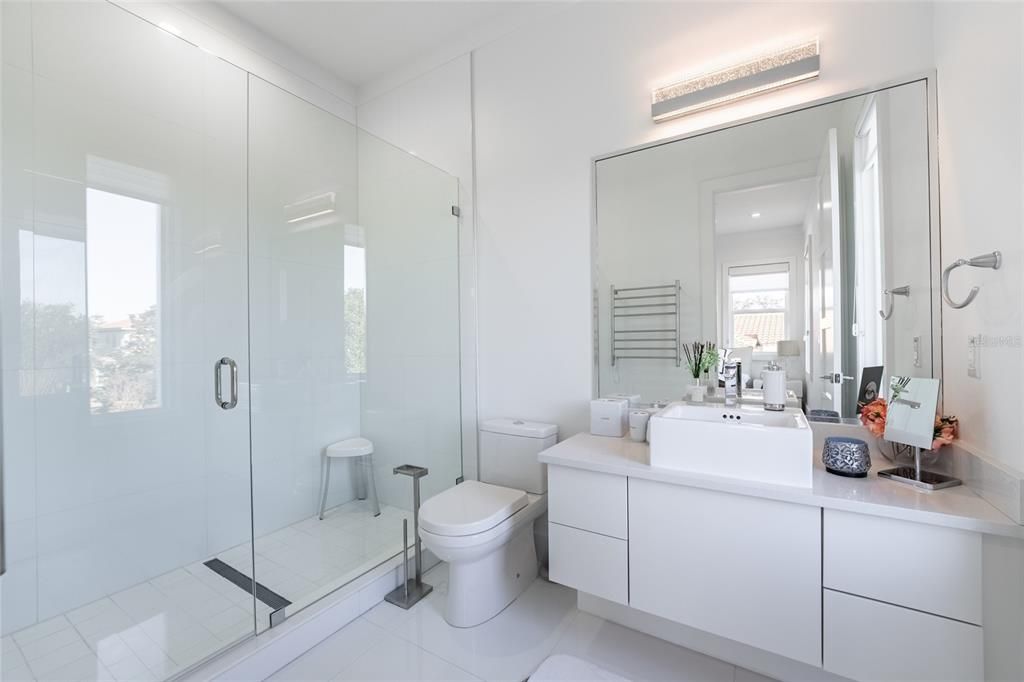 Bathroom, Glass Shower, Interior, Recessed Lighting