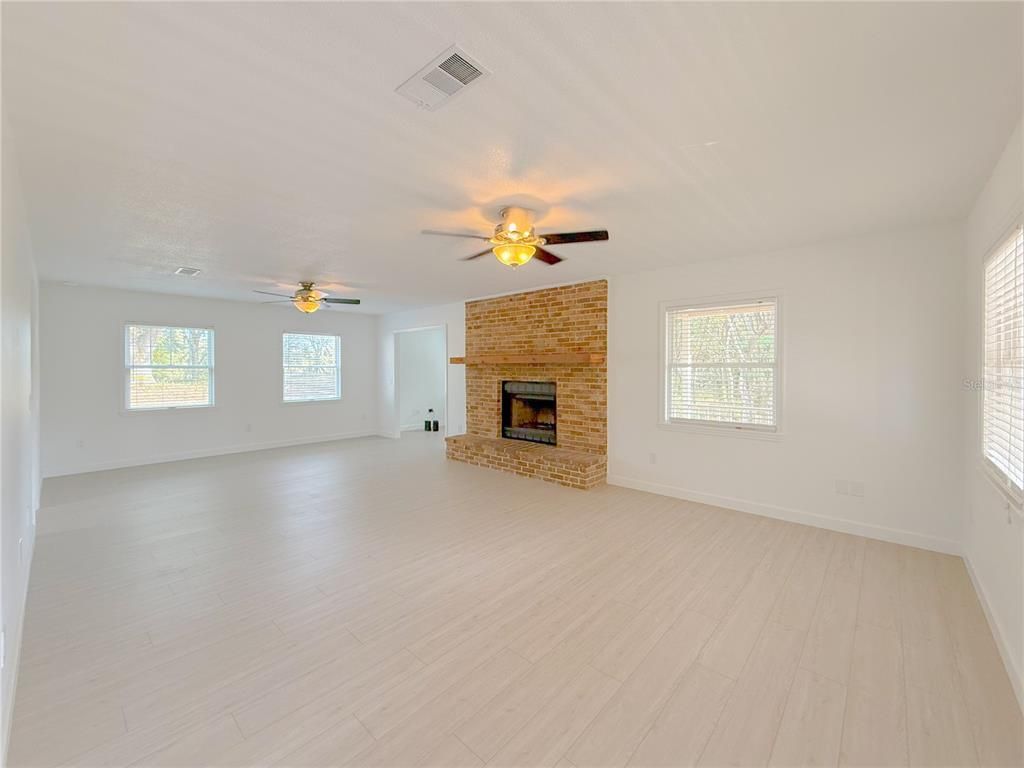 Empty room, Fireplace, Interior, Wood Texture Flooring