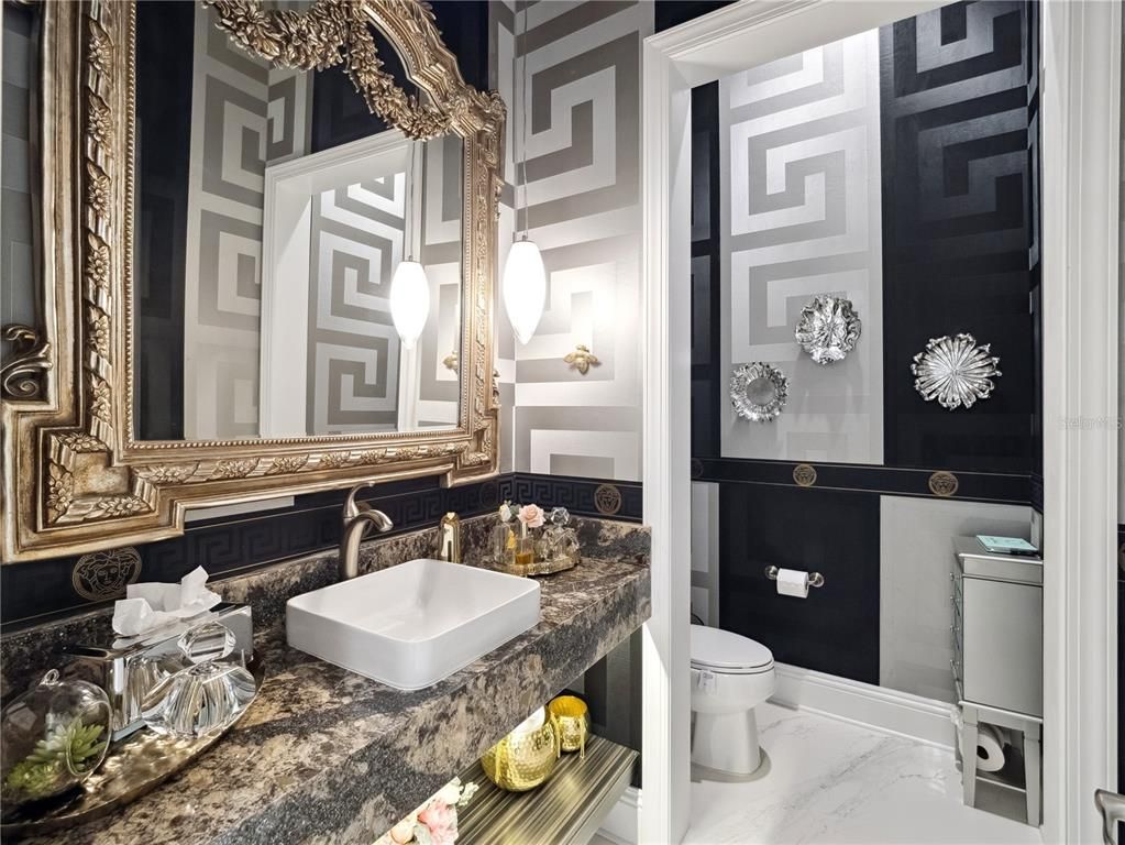 Bathroom, Interior, Marble, Pendant Lights